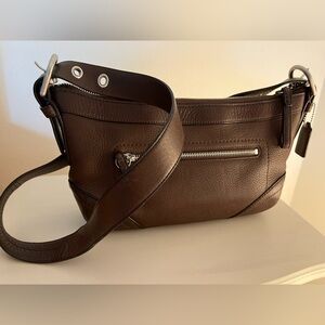 Coach East West Brown Pebbled Leather Handbag - serial number CO882-F12321